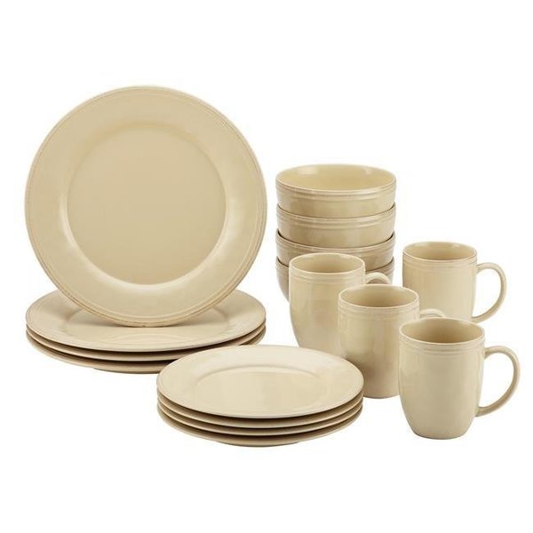 Rachael Ray Rachael Ray 55094 Cucina Dinnerware 16-Piece Stoneware Dinnerware Set; Almond Cream 55094
